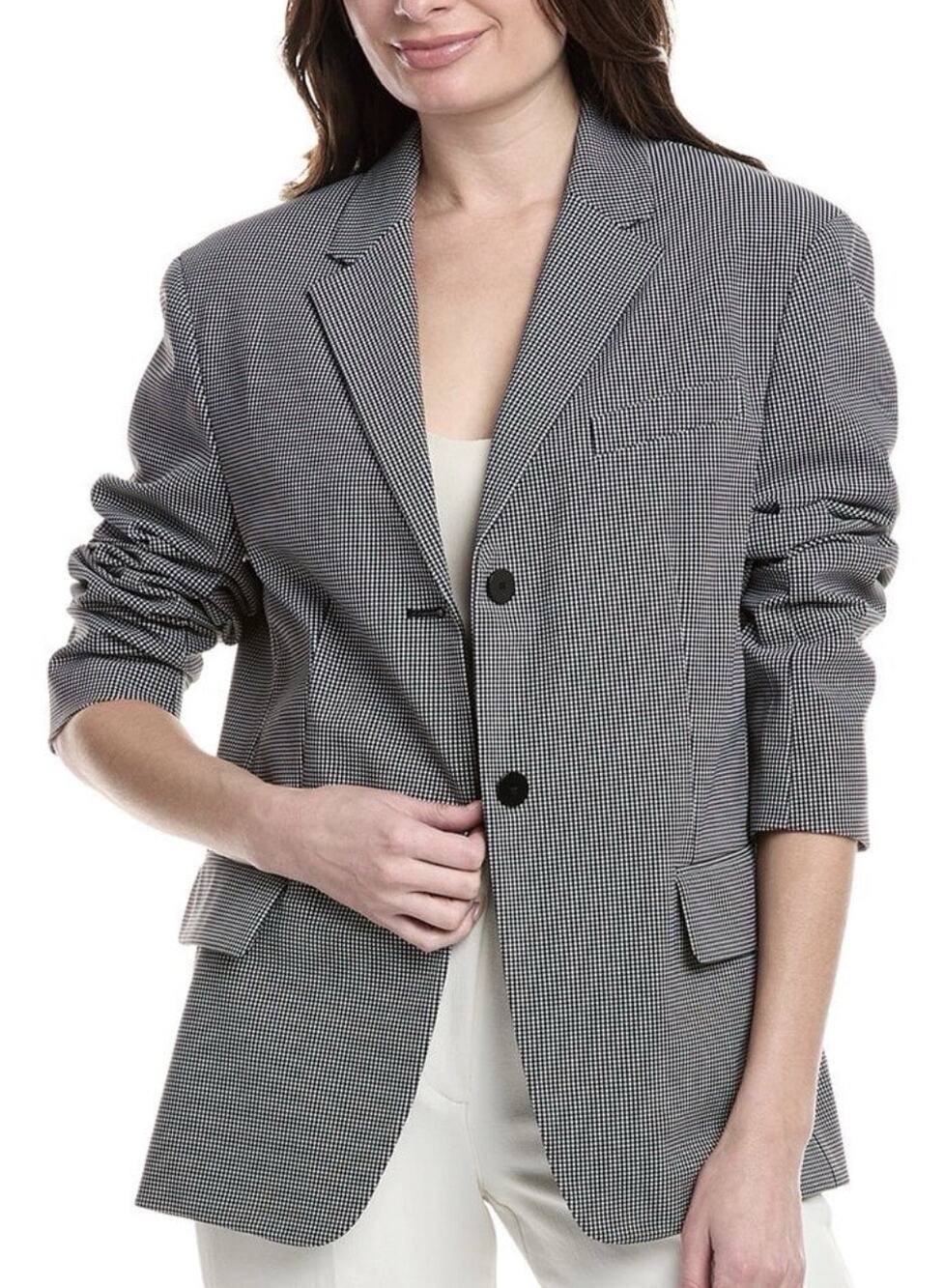 Theory womens Boxy Oversized Jacket 40 R Black/white office A006544